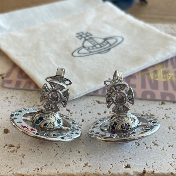 Vivienne Westwood Jewelry - Vivienne Westwood Silver Earrings with Colorful Gems
